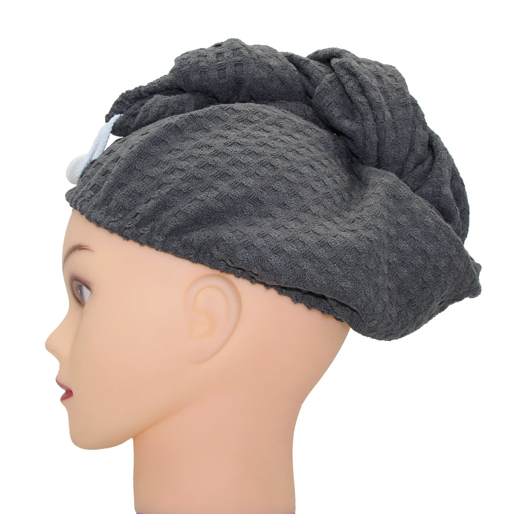  Super Absorbent Customized Logo Women Microfiber Dry Hair Turban Waffle Hair Towel