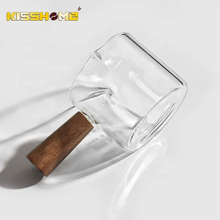 Espresso Accessories Milk Jug 50ML 75ML Custom Heat Resistant Transparent Glass Coffee Measuring Cup