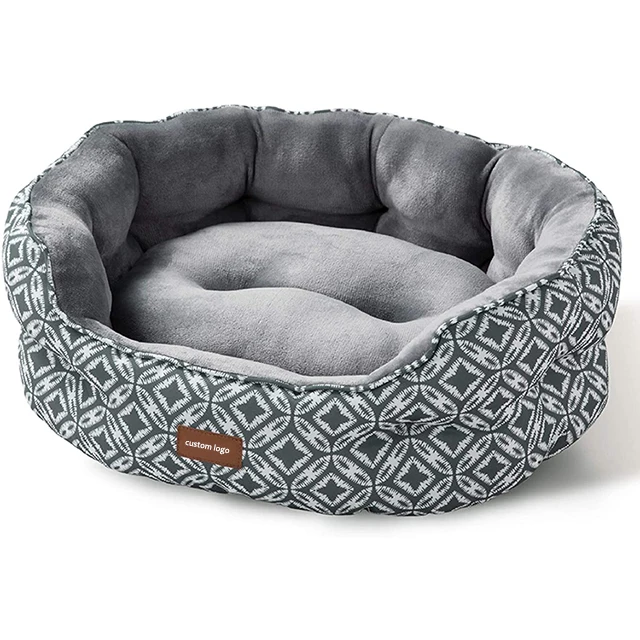 Customised Washable Plush Flannel Cover Pet Cat Dog Sleeping Bed With Cushion