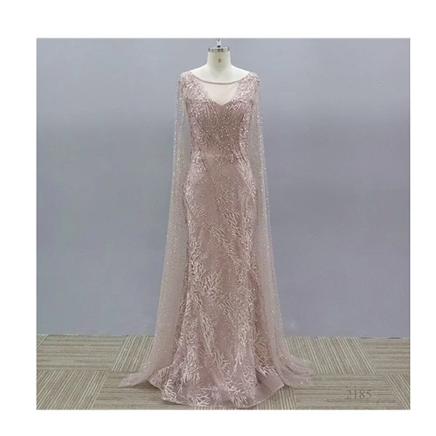 New Long Special Shoulder Design Pink Evening mermaid bridesmaid dress