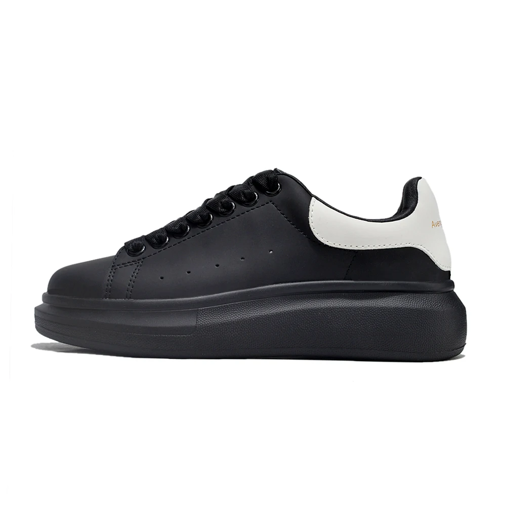 2024 New Design Fashion Pure Color Genuine Leather Casual Shoes Luxury Brand Sneakers for Men