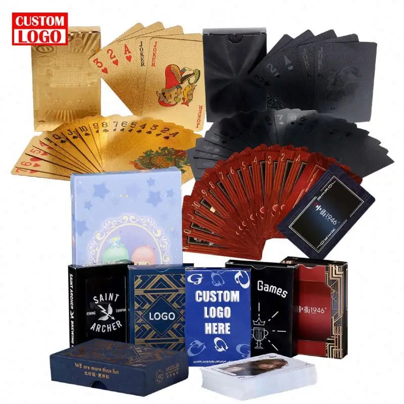 Customized Printing Poker Cards With Box High Quality Plastic Card Smooth Waterproof Black Playing Cards Game