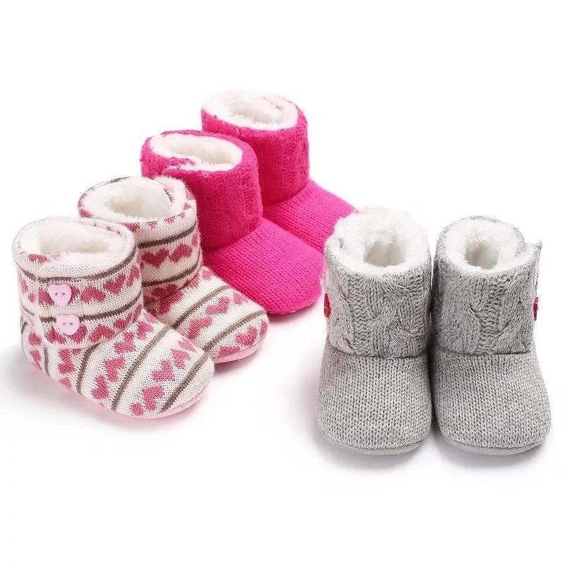 Wholesale Warm Winter Girl Fashion Infant Knitted Baby Boots for Toddler