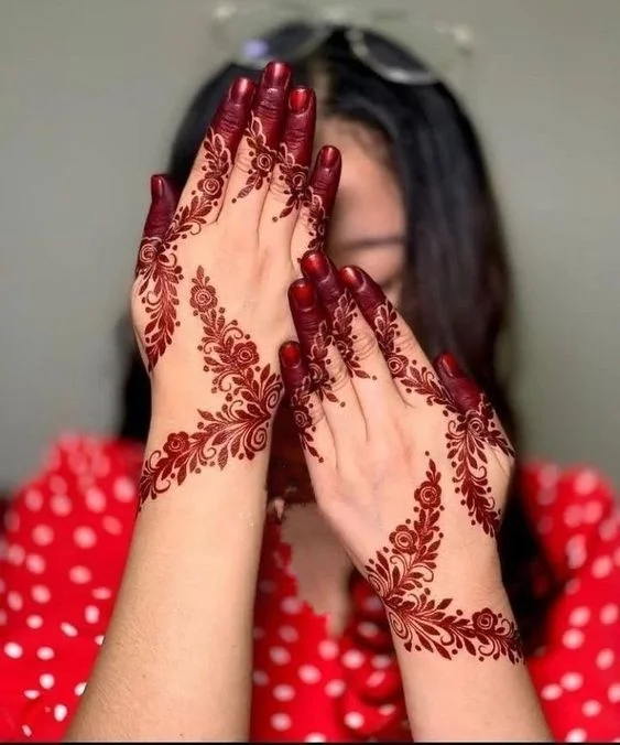 Draw stencil Cosmetic dip henna nail art stencil maroon deep red color wholesale for wedding party wholesale henna customize