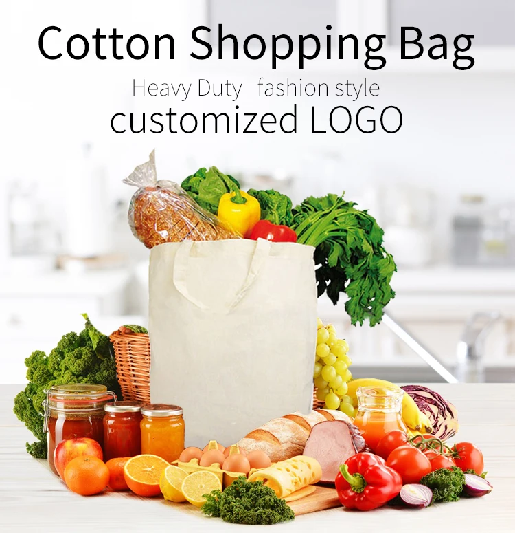 Wholesale Custom Print Logo Cheap Reusable Shopping Bags Plain White Blank Cotton Canvas Tote Bag