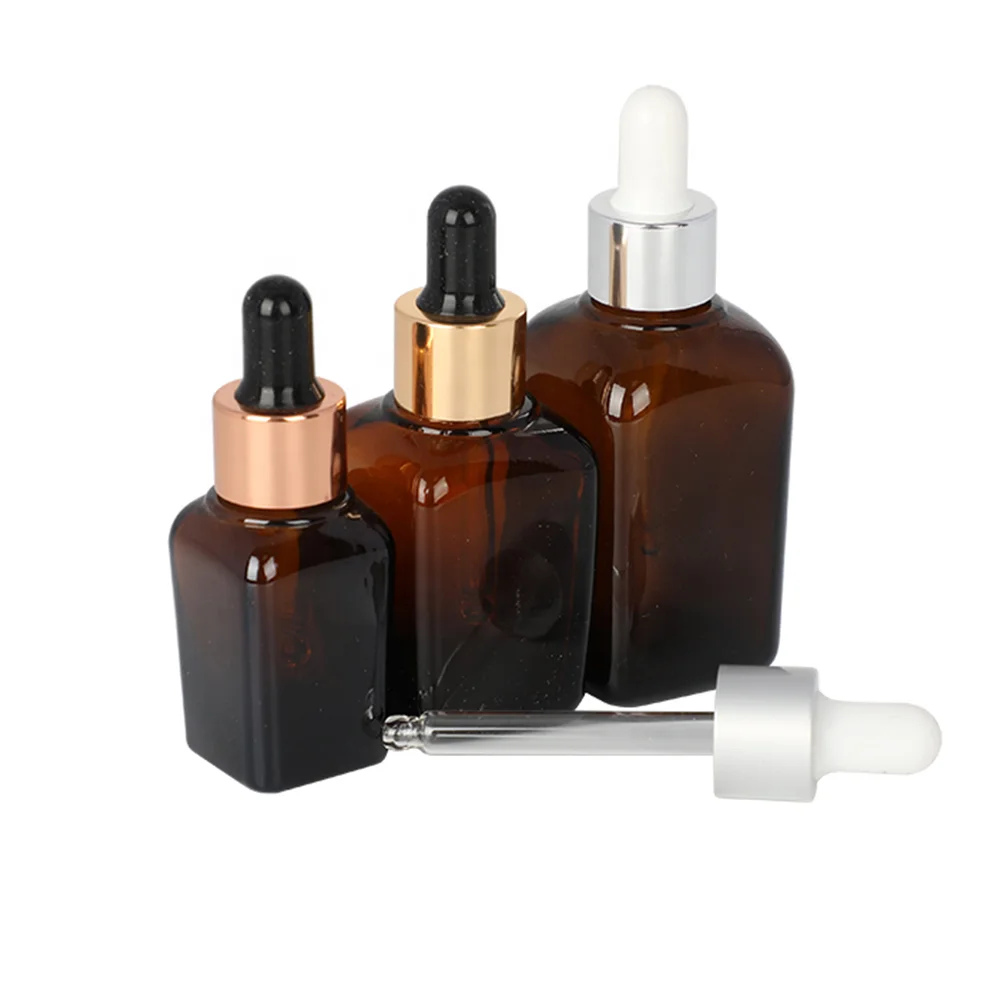 30ml Square Colorful serum Glass Bottles for Essential Oil, Cosmetic Jar