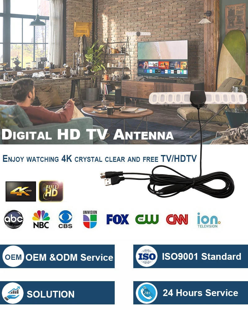 Hot Selling Telecom Antenna TV Digital 1080P 4K Free Channel Digital Indoor HD TV UHF VHF Movie TV Antenna