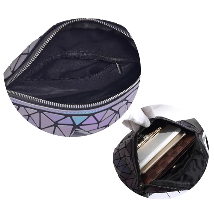 2021 fanny pack waist belted bag bum bag for women and ladies running PU geometric luminous laser elegant waist bag
