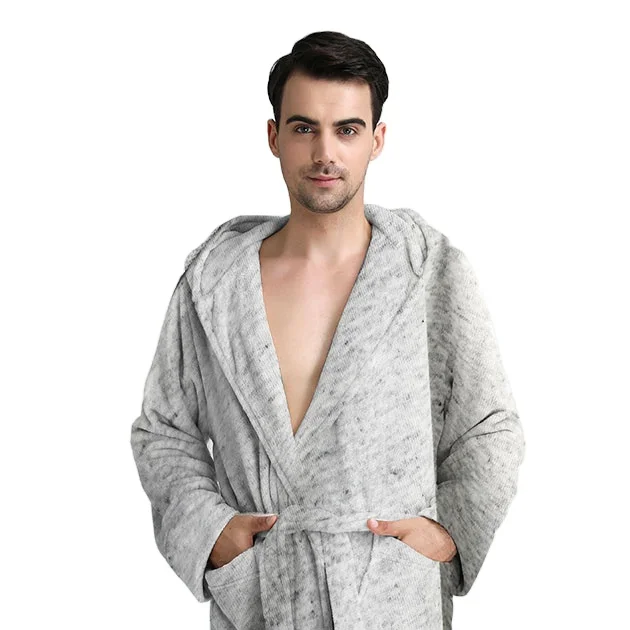 Factory Price yarn dyed polyester arganic cotton grey knitted french terry fabrics for bathrobes