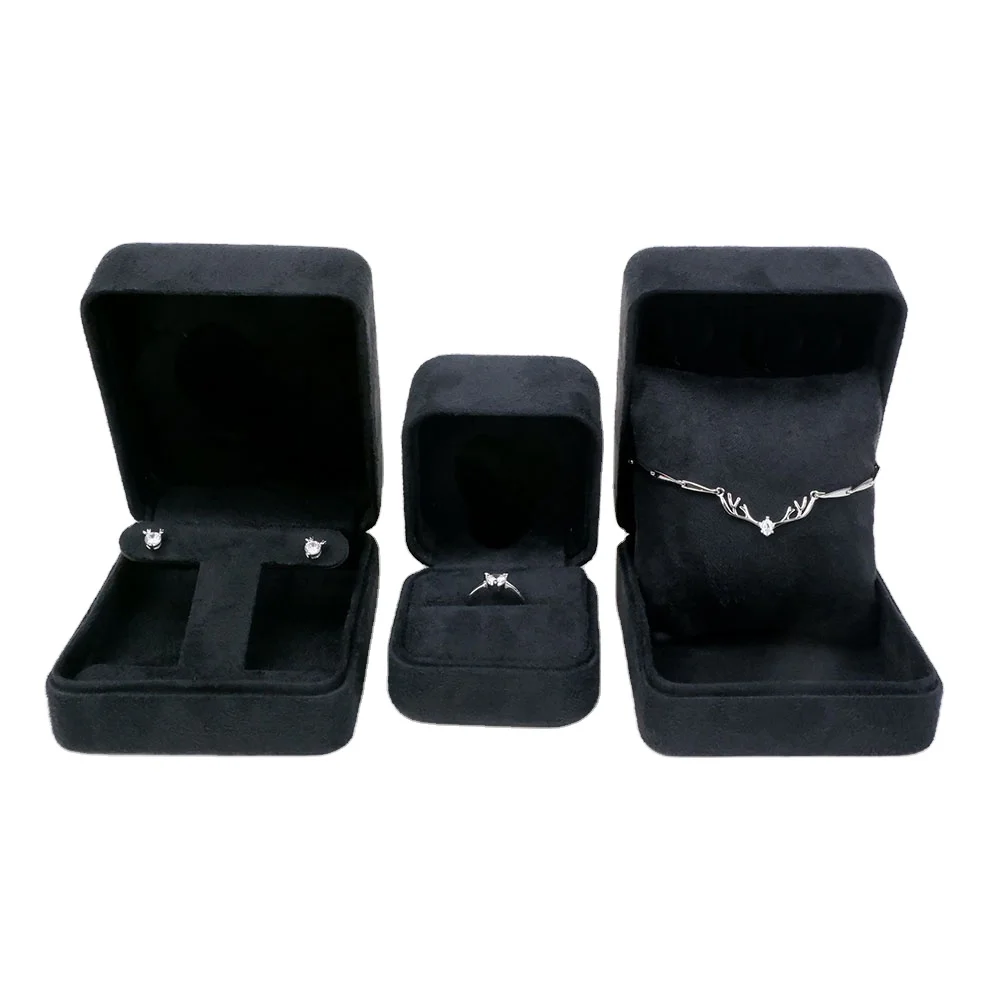 Wholesale Manufacturer Romantic Luxury  Diamond Iron metal case Suede  Ring earrings Necklace jewelry Box
