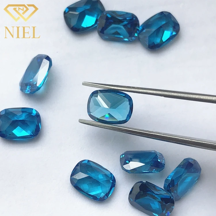 Long cushion 6x8mm loose cubic zirconia gemstones gems gemstone blue zircon cz aquamarine stones for sale
