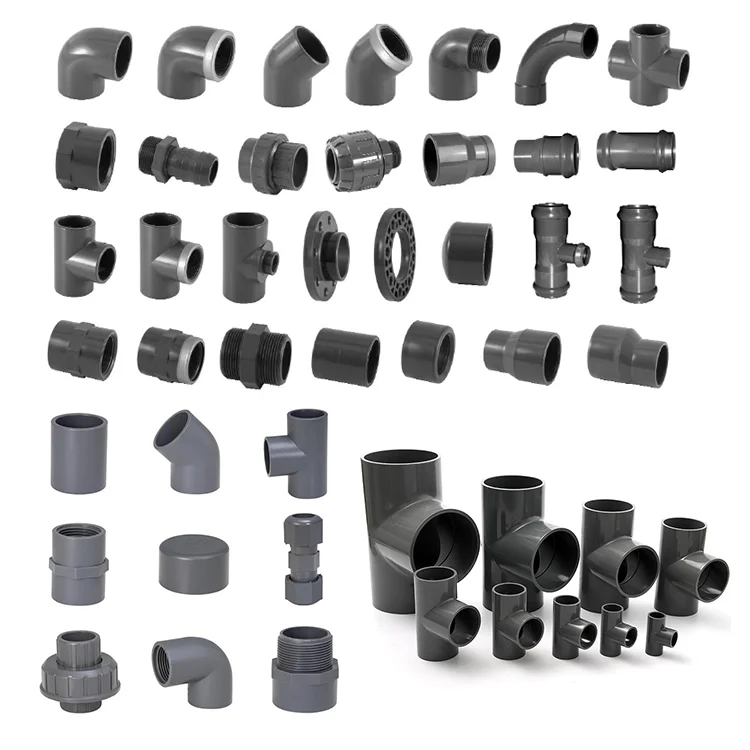 20mm 25mm 32 mm PVC Pipe Fittings 90 180 Degree Elbow Straight Cross Tee PVC Connector Price for Plumbing Water Supply
