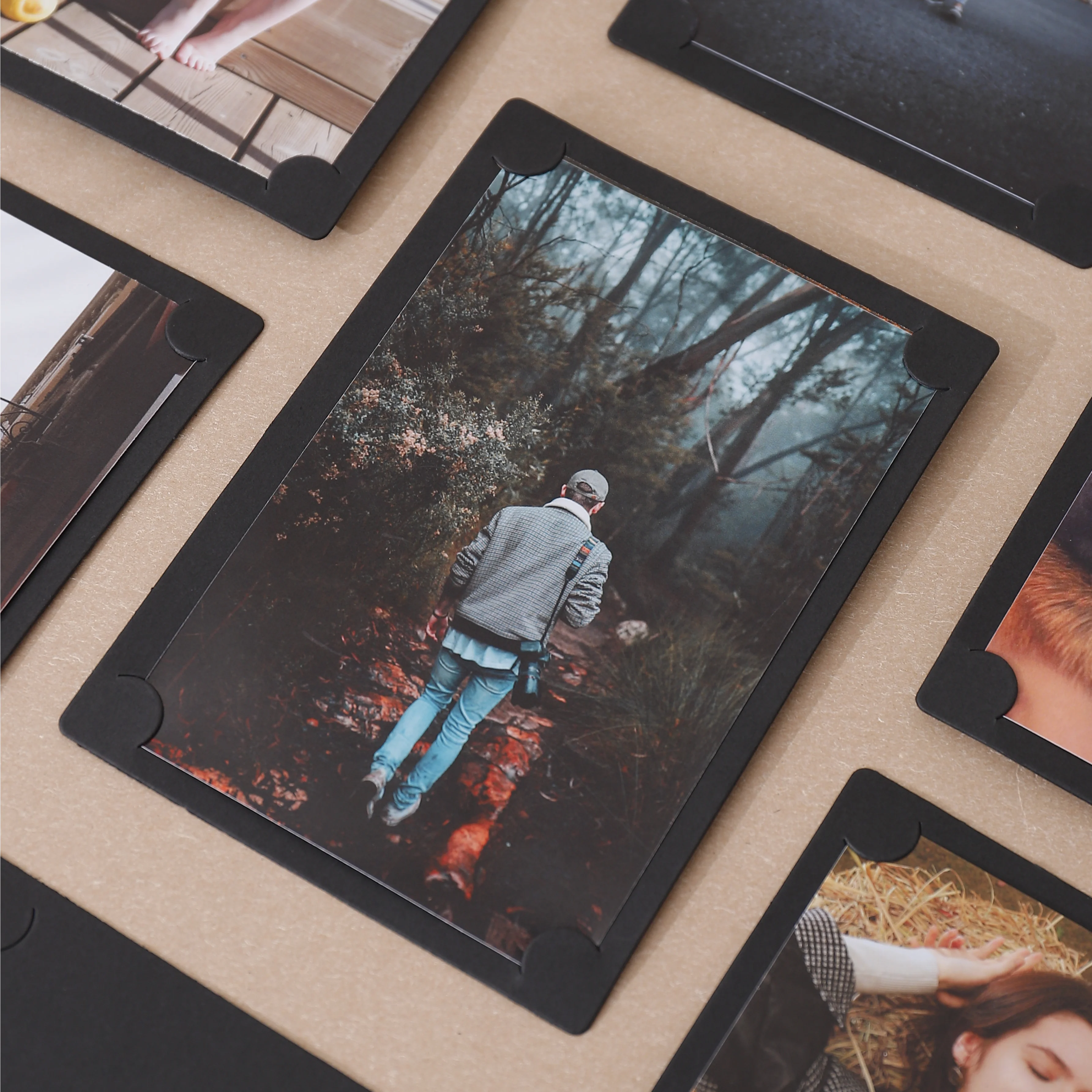 5pcs black indentation cardstock picture frame one double stand Cardstock picture frame Home decoration paper picture frame