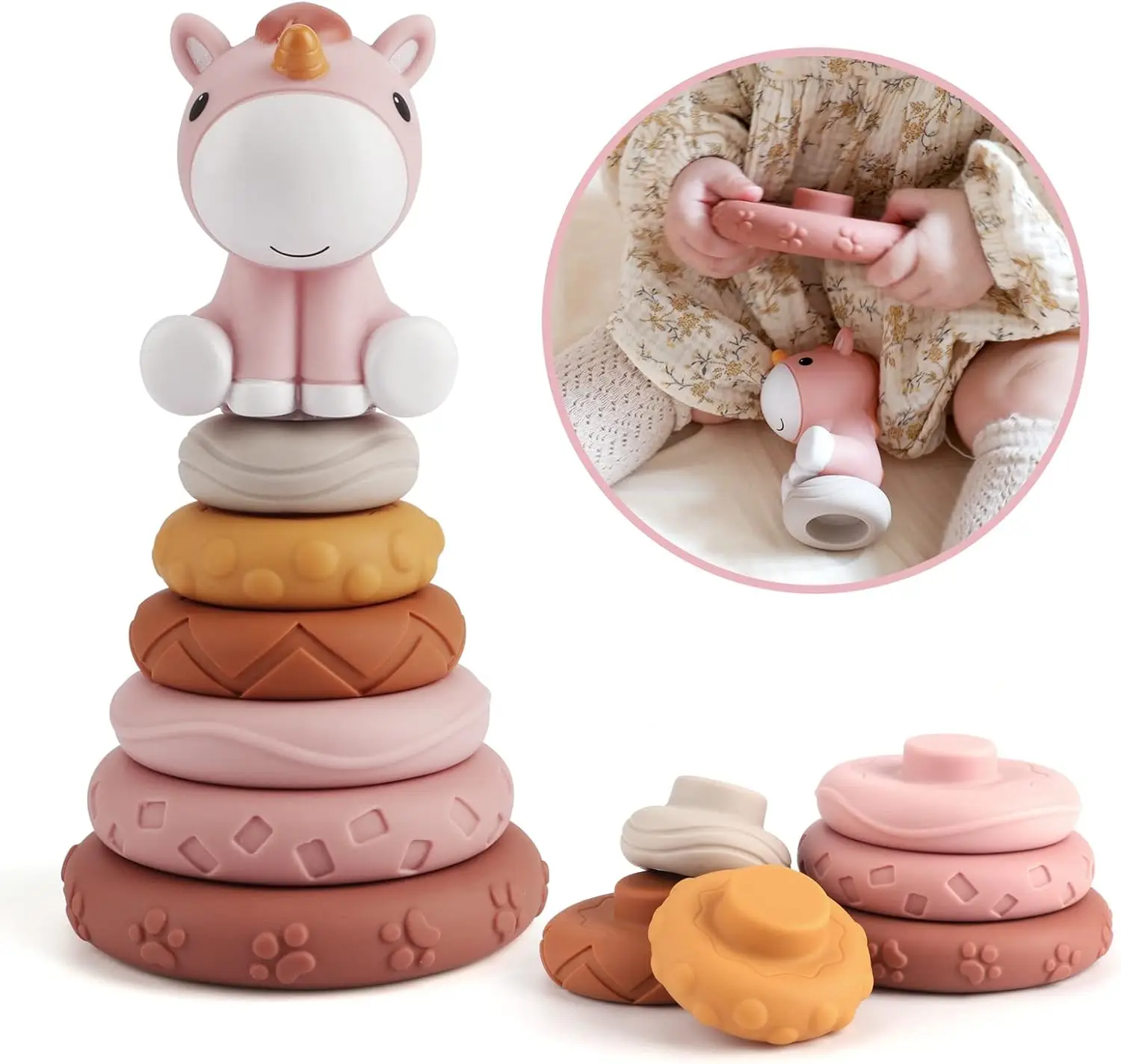 Hot Selling Stacking & Nesting Baby Toy for Squeeze Teething Baby Toy Newborn Essentials for 6 12 18 Months Baby Toddler Girls