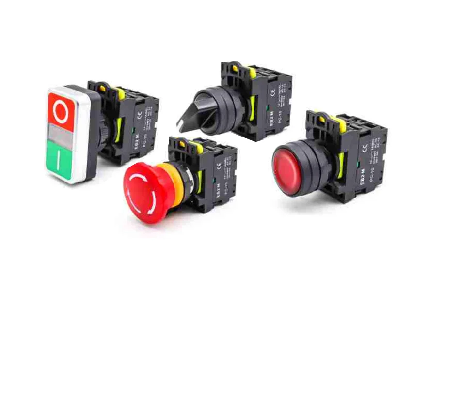 Factory price 22mm IP65 waterproof self-locking push button NO NC round flat on off plastic momentary push button switches