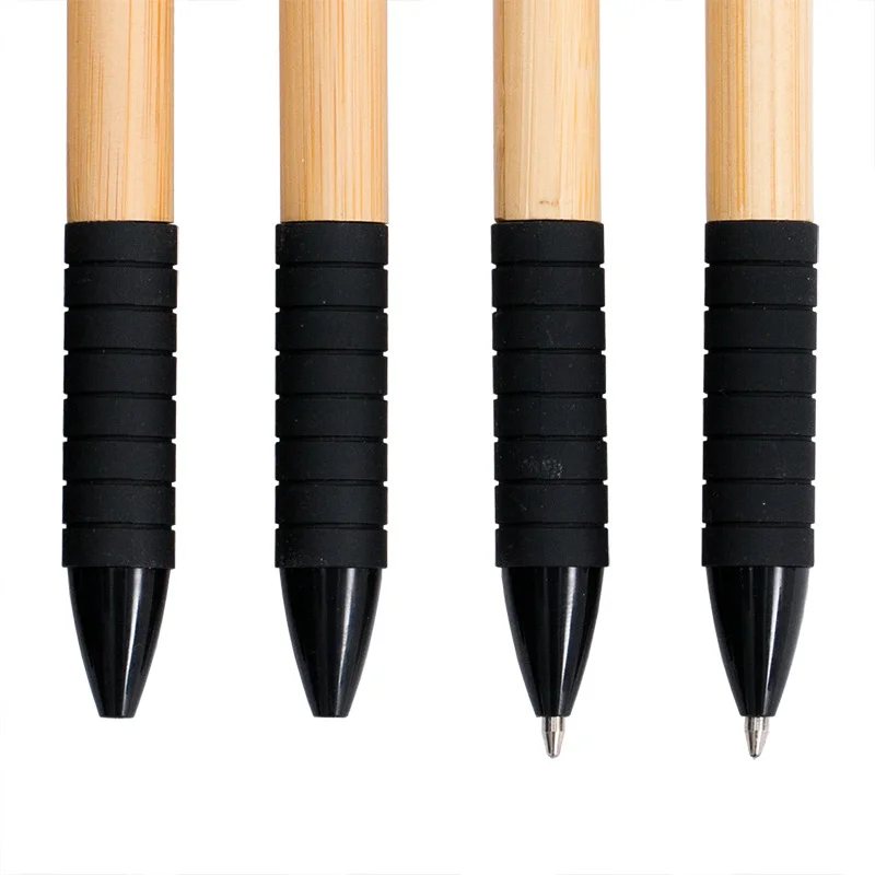 New arrival rubber grip nature bamboo ball pen black clip bamboo pen with custom logo