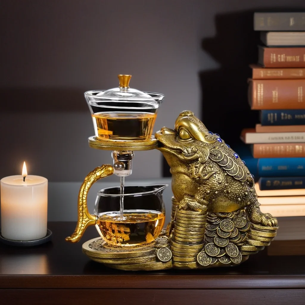 350ml Creative Palace lamp glass lazy Kung fu tea set household jinchan magnetic suction induction tea infuser artifact