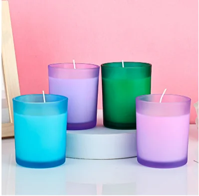 Frosted Amber Glass Candle Jars Bulk Empty Clean Candle Containers with Bamboo Lids for Making Candles