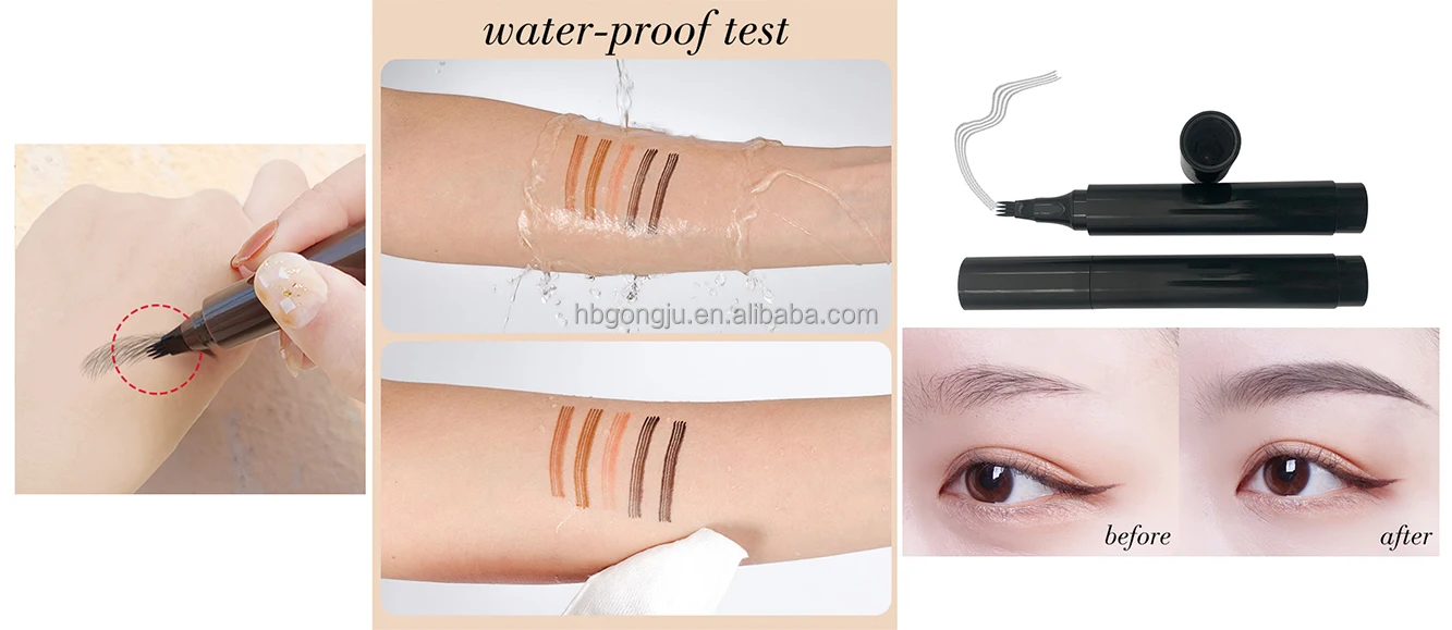 Wholesale long lasting waterproof Tattoo 4 Forks liquid eyebrow pencil with private label low MOQ