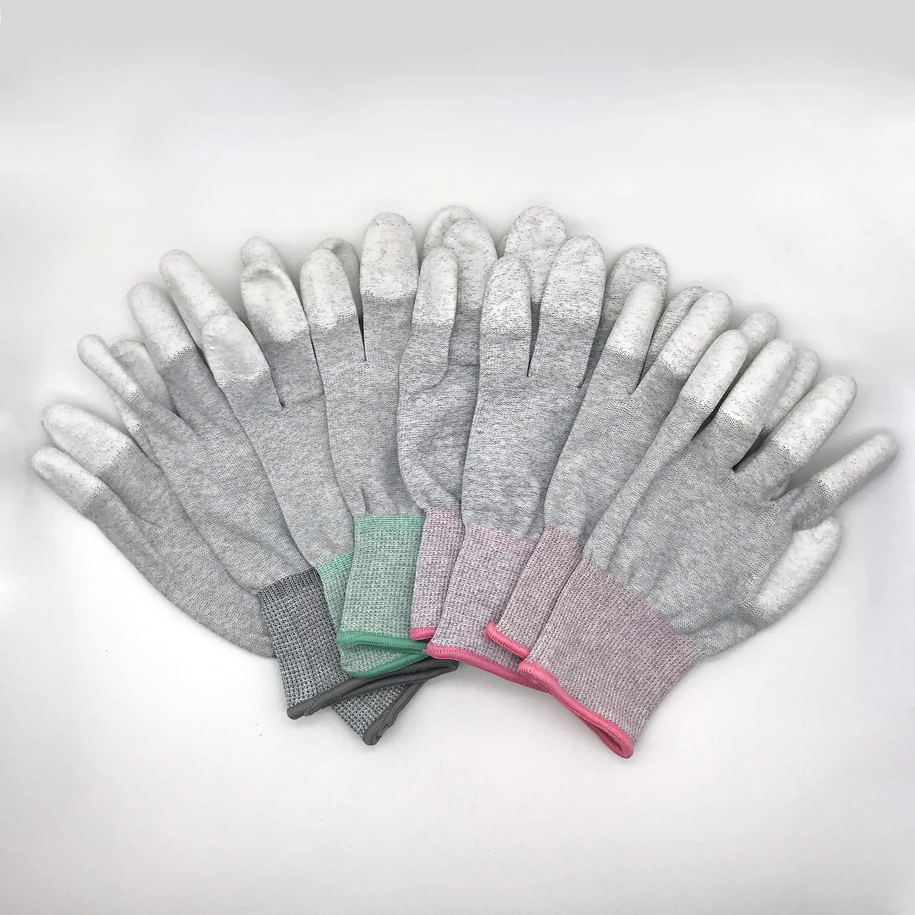 Manufacturer Anti Static Gloves Esd,Lint Free Polyester Pu Top Fitted Carbon Fiber White Esd Anti-static Working Gloves