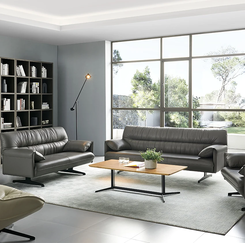 Italian Design Luxury Genuine Leather Sofa 1 2 3 Seater Office Sofa Set Furniture Couch Living Room Modern Office Sofa