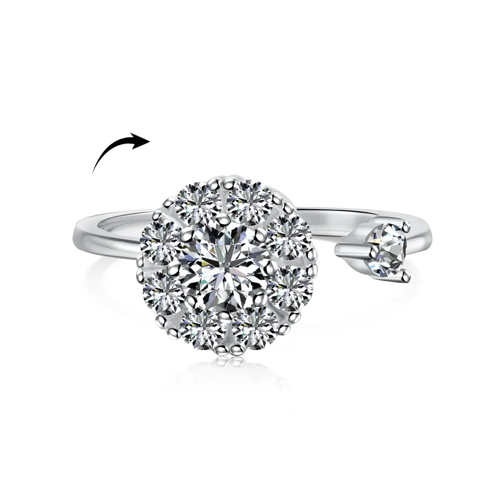 2024 Acme Jewelry  5A Cubic Zirconia Spinning Ring S925 Sterling Silver for Woman Girls Design 18K Gold Plated Jewelry