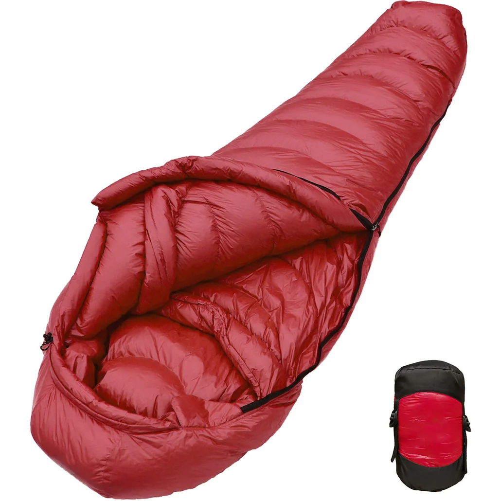 Wholesale Waterproof Winter Outdoor Camping Goose Down Ultralight Mummy Sleeping Bag For Cold Weather Camping Hiking