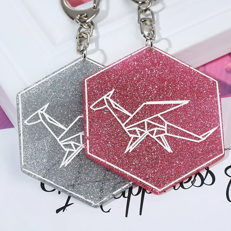 
Wholesale Custom Plastic Acrylic Glitter Key chain Print LOGO Acrylic Charm Keyring Motel Hotel Key Tag Keychain 