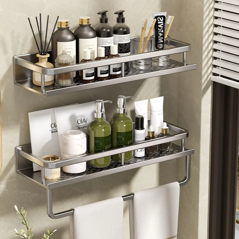 Daily home use fashionable towel hanger modern bathroom shower shelf organizer 2 tier