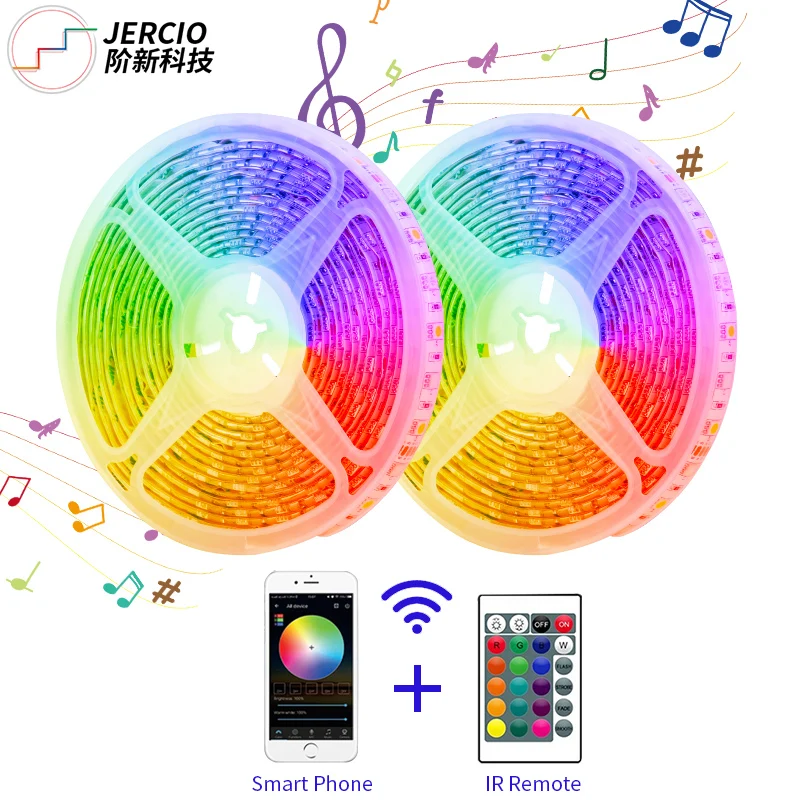 Addressable Rgb Led Strip 5m 10m 5050 2835 SMD RGB Waterproof Dream Smart Color Led Strip Lights Set With DC12v Power Supply