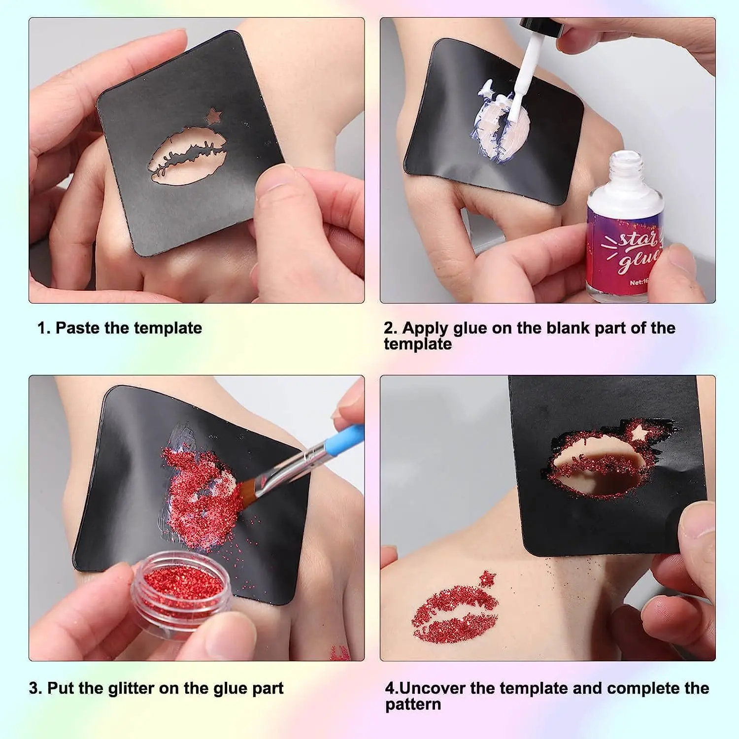 New Arrival Fashion Design 24 Colors Temporary Glitter Tattoo Kid Party Art Diy Glitter Set