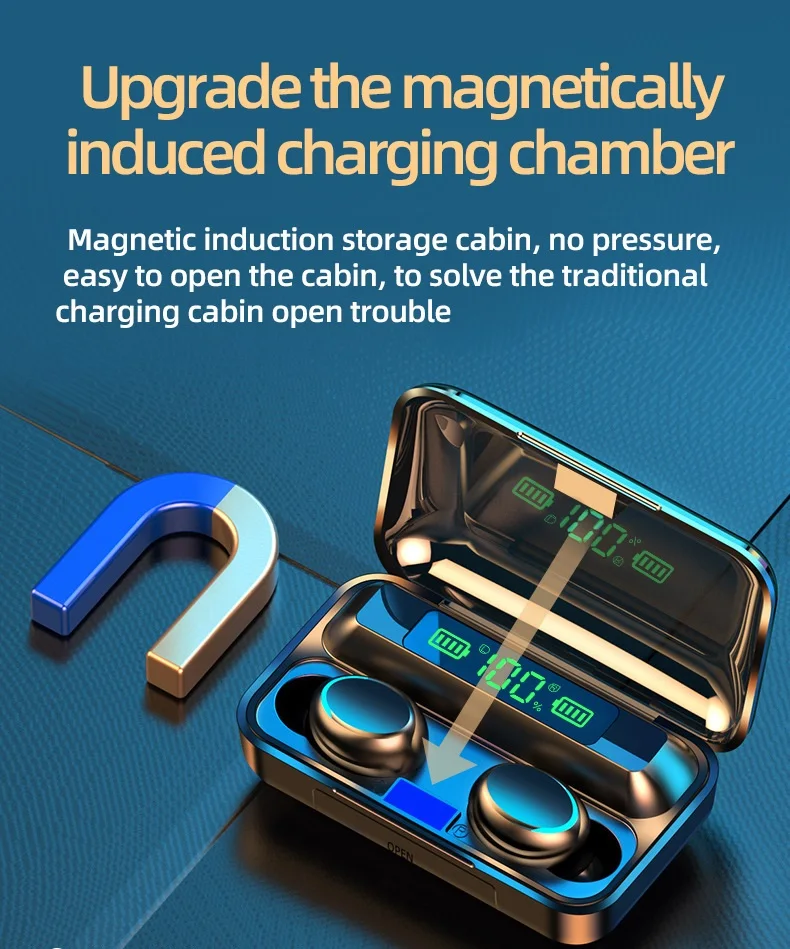 Earphones 9D Hifi Stereo Waterproof In Ear Headphone BT 5.0 LED Display Wireless Earbuds F9-5 F9-5C