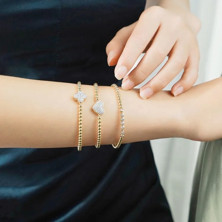 Gift I Love You Bracelet Women Heart Charm lab grown diamond heart shape 18k gold bracelet for daughter wife girlfriend