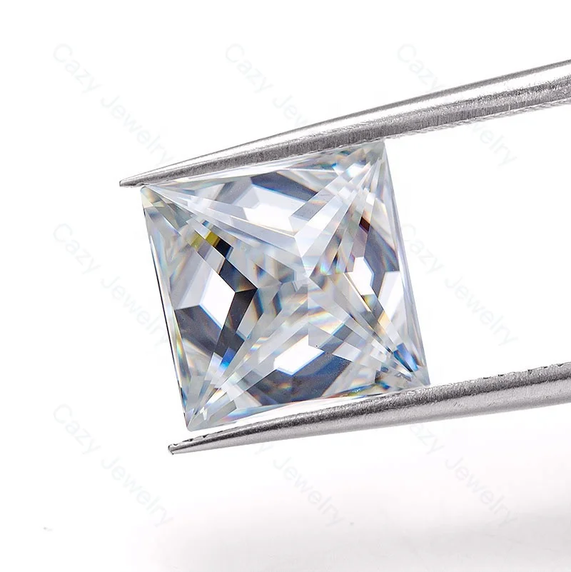 Cazy GH White 5x5mm Princess Cut Moissanite VVS1 Stone Loose Gemstone GRA Moissanite