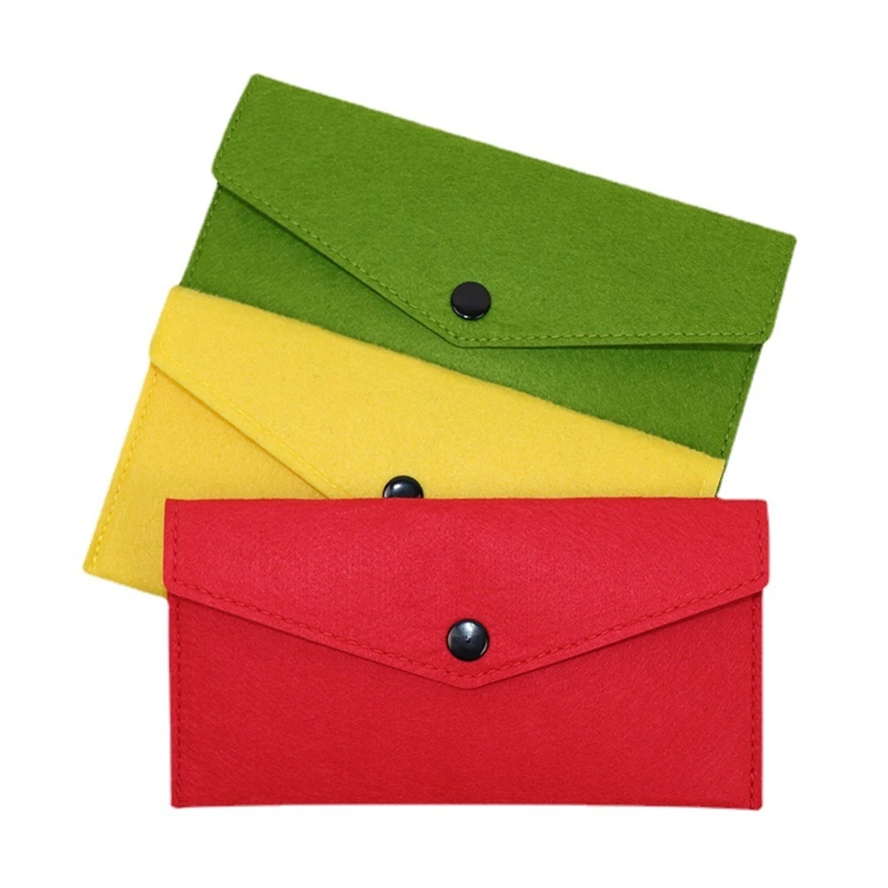 Felt Eyeglass Cases Colorful Envelope Felt Soft Storage Pouch Coin Organizer Sleeve with Button Closure for Home School Office
