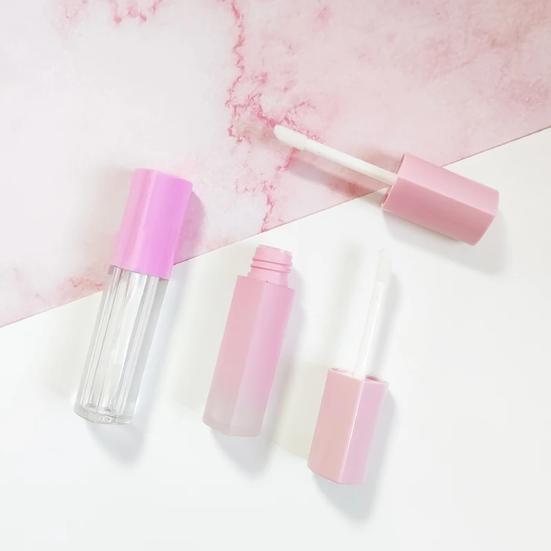 Instock New heart-shaped pink plastic transparent bottle rose gold custom lipgloss tubes containers ip gloss tubes