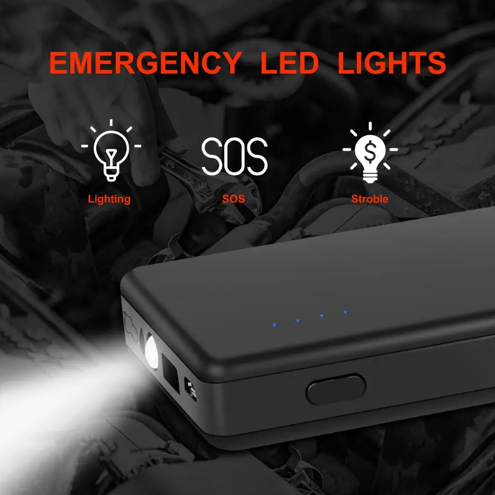 Portable rechargeable power bank 29.6wh 12V 8000mAh battery charger jump starter