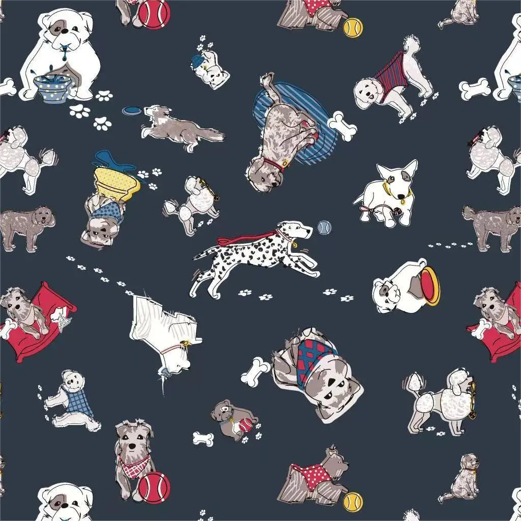 Custom Design Printing Dog Pattern Waterproof 600d Polyester Oxford Fabric with Pu Backing