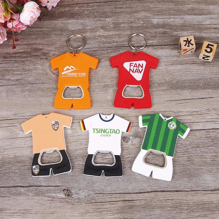 custom plastic polo shirt soccer jersey bottle opener magnet sticker