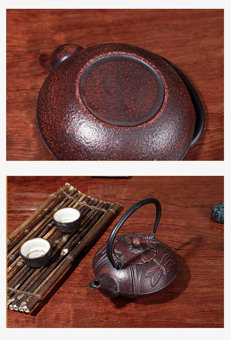 Cast Iron Teapot Set,Japanese Cast Iron Teapot [Heat Preservation] with Stainless Steel Infuser Durable Enameled Interior