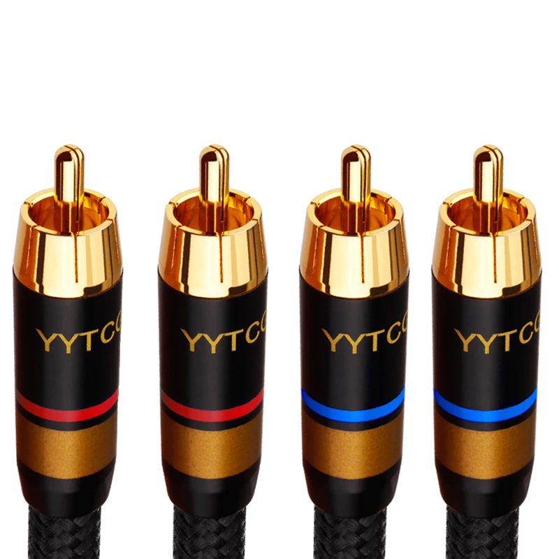  Высококачественный аудиокабель 2RCA 6N 99.9999% OFC штекер-штекер RCA для усилителя с позолоченным разъемом системы