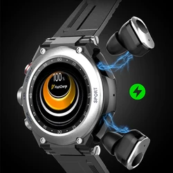 Newest body temperature sport smart watch earbuds calling ip68 waterproof health bracelet tracker smartwatch tws earphone 2 in 1