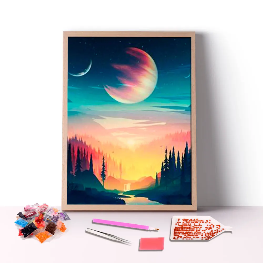  Замечательный пейзаж заката 5D DIY Кристалл алмазная живопись для взрослых детей