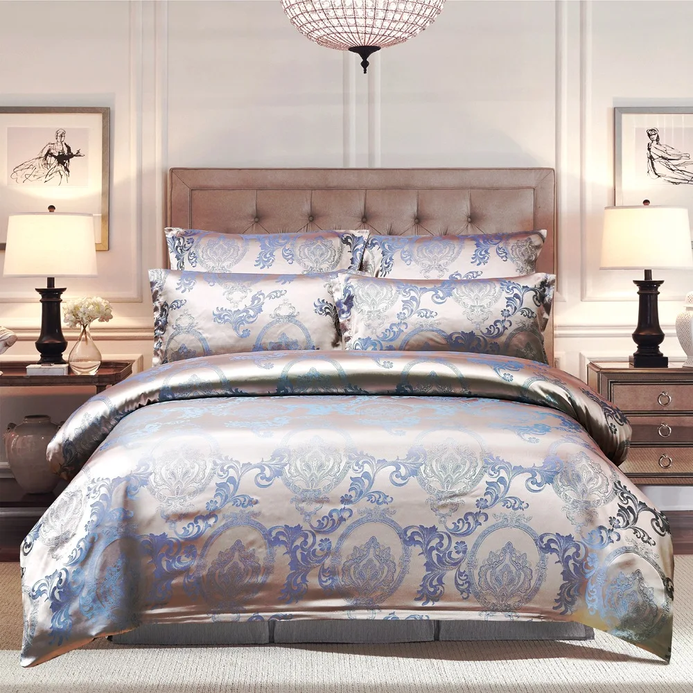 Luxury Jacquard Duvet Cover Set Customized Floral Pillowcase US EU Comforter Cover Bed Linen Brushed Microfiber Bedding Set
