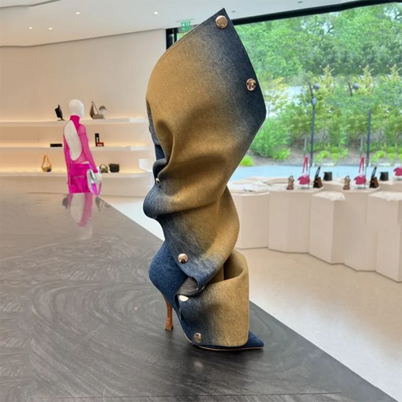 2024 New Color Pointed Toe Buckle Stiletto Removable Boots Transformer Over The Knee Boots Thigh High Women Designer Boots