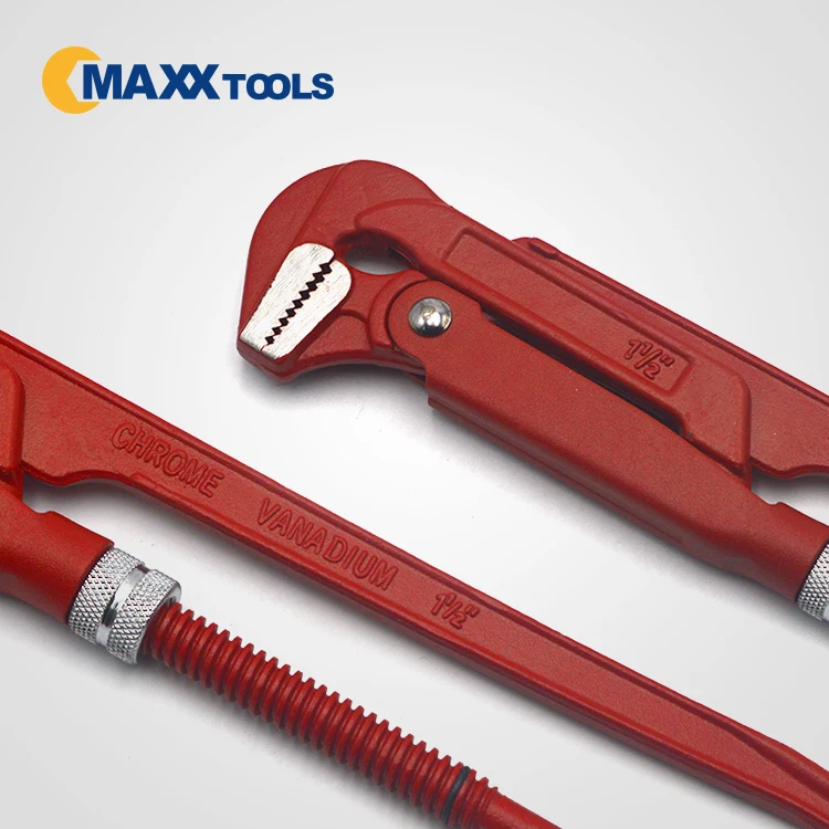 Heavy duty drop forged 90 degree pipe wrench bent nose pipe wrench Crv
