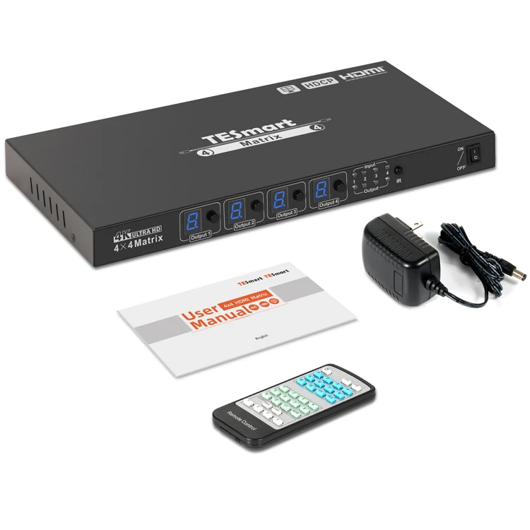 TESmart Hot Selling 4*4 HDMI HDCP Matrix 1280x720@60Hz or 1920x1080@60Hz PAP Mode Smart EDID Management MATRIX