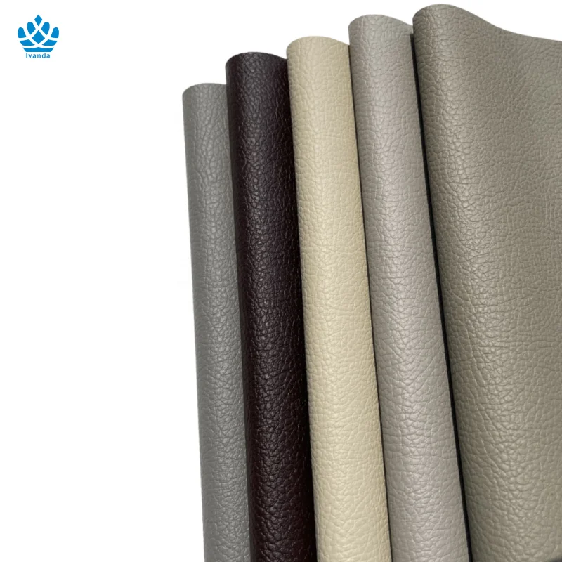 High Quality Custom PU Leather Fabric Microfiber Lychee Grain Faux Leather Synthetic Sofa Car Seat Leather