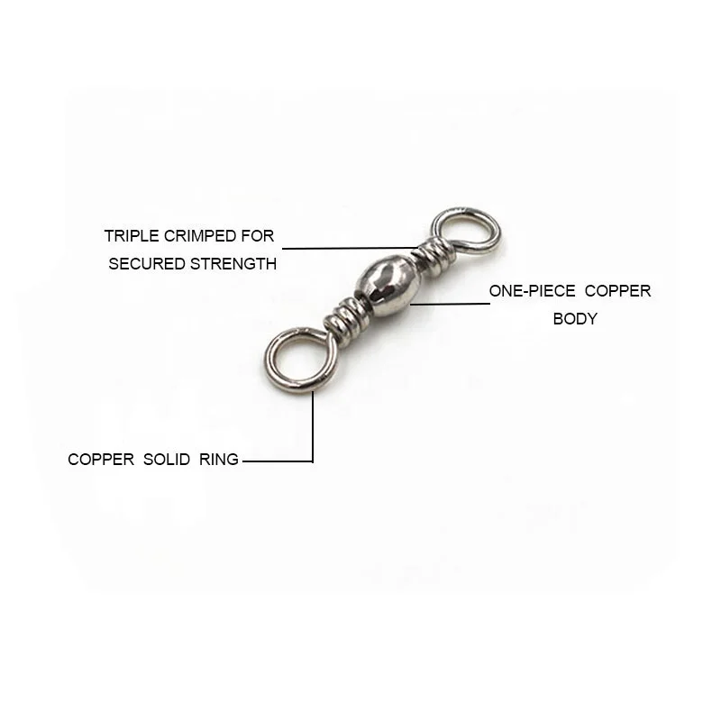 High Strength Salt Water Corrosion Resistance Fishing Barrel Swivel Accessories   With Flexible Rotation 100pcs/bag