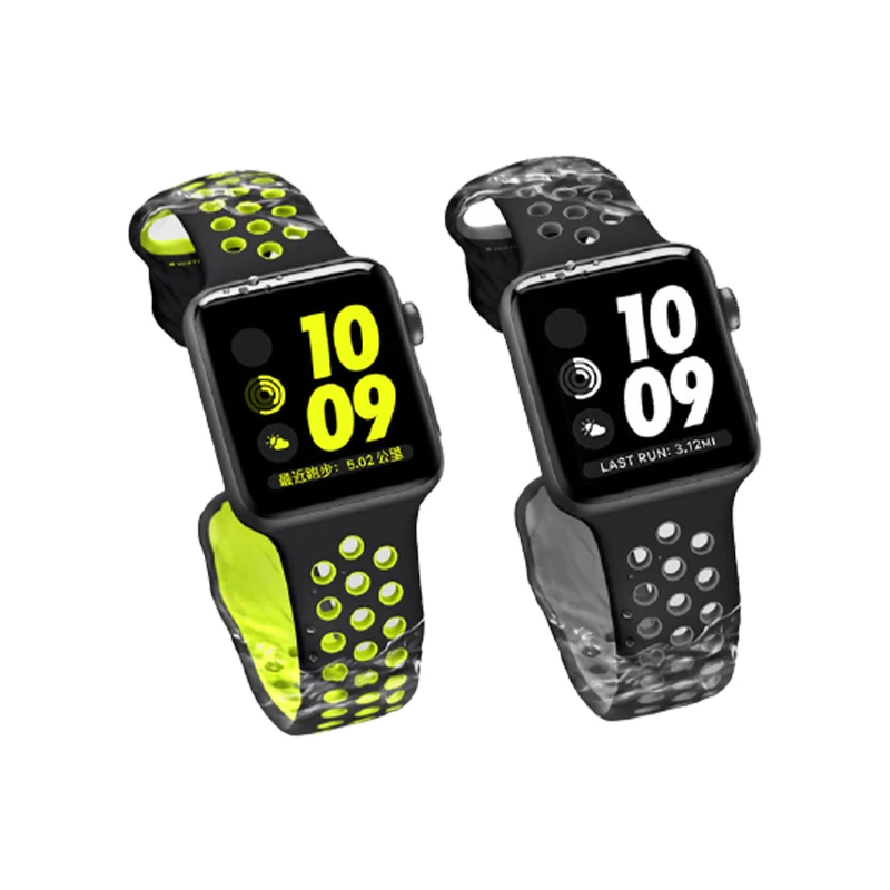 Cross-border Supply Watchband Sport Rubber Silicone Watch Strap For Apple Series 3 4 5 Watch Band